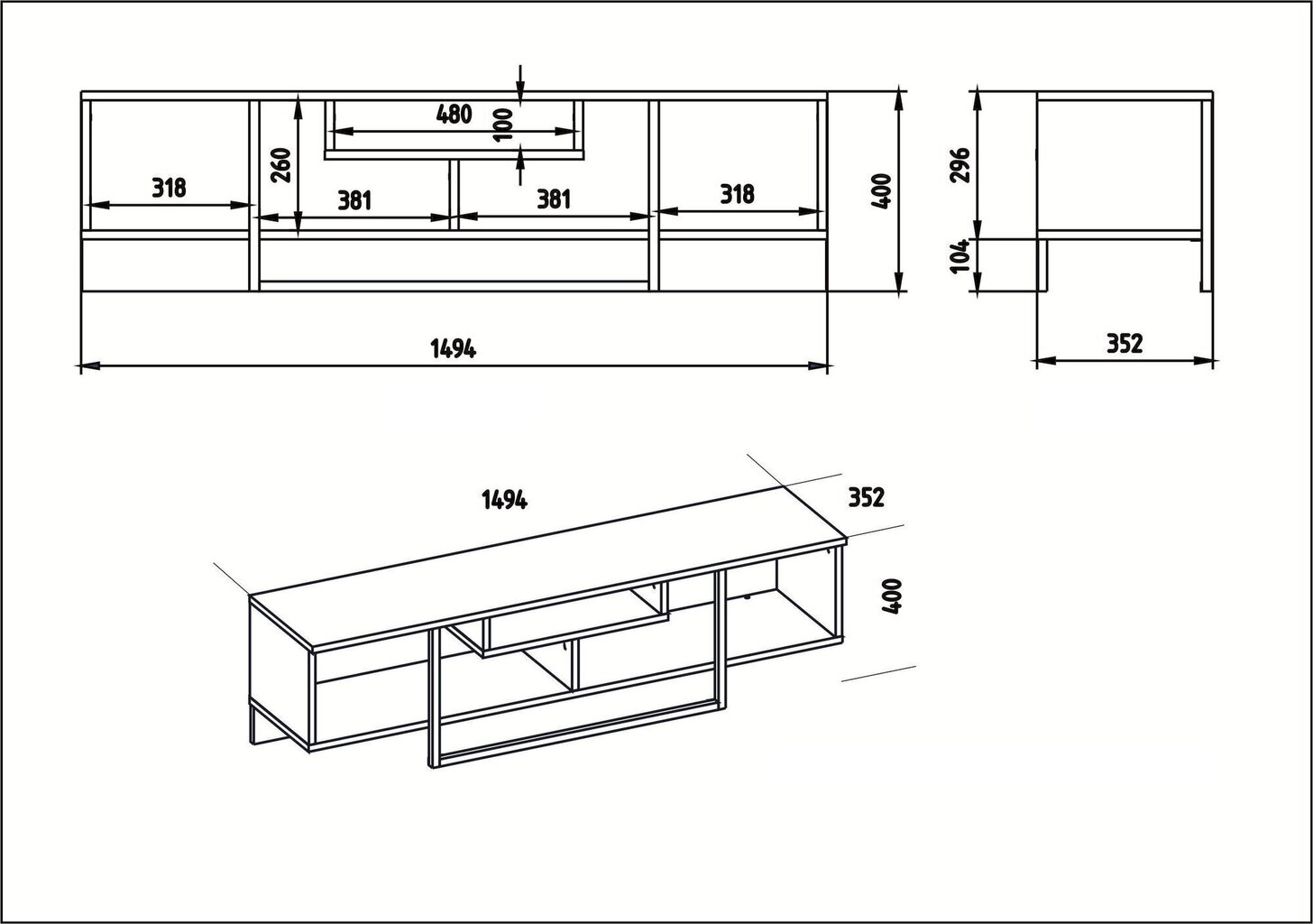 TV laud Kalune Design Asal 150 cm, pruun/must hind ja info | TV alused | kaup24.ee