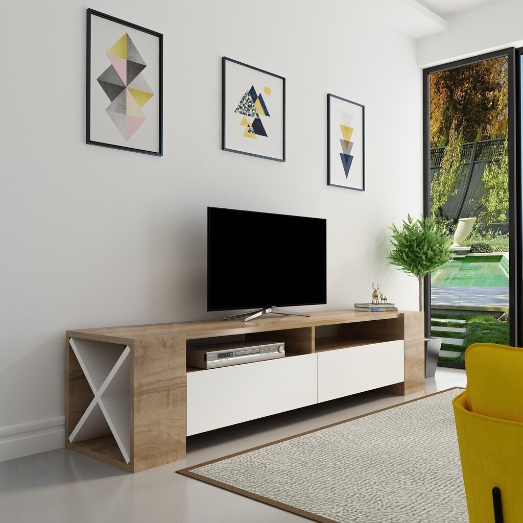 TV laud Kalune Design Sosruko, pruun/valge hind ja info | TV alused | kaup24.ee