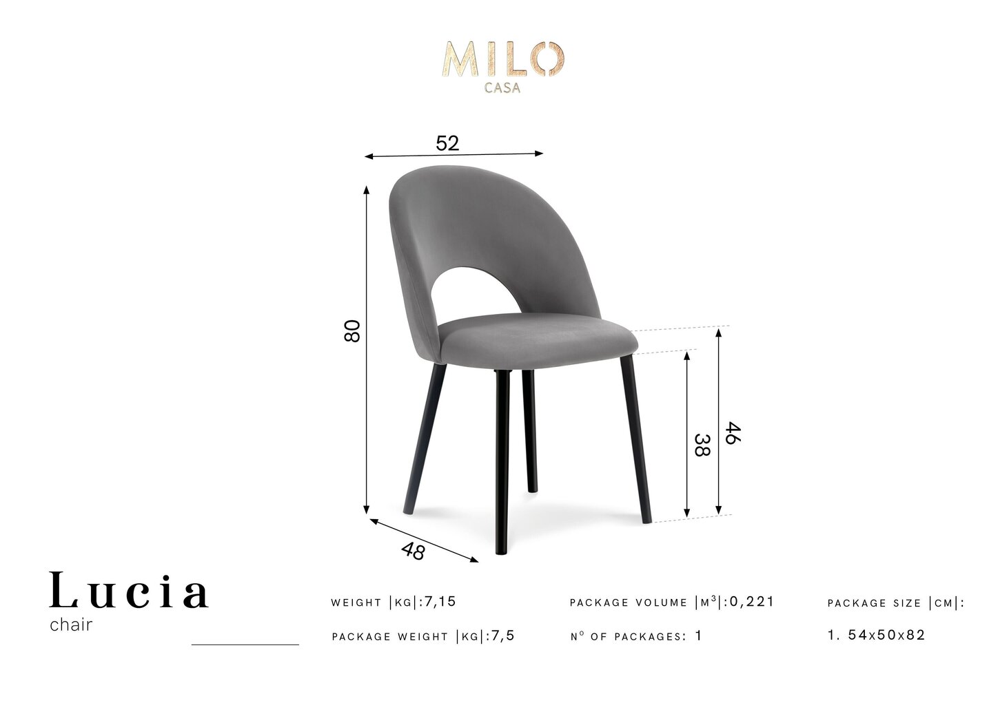 Tool Milo Casa Lucia, tumehall hind ja info | Söögitoolid, baaritoolid | kaup24.ee