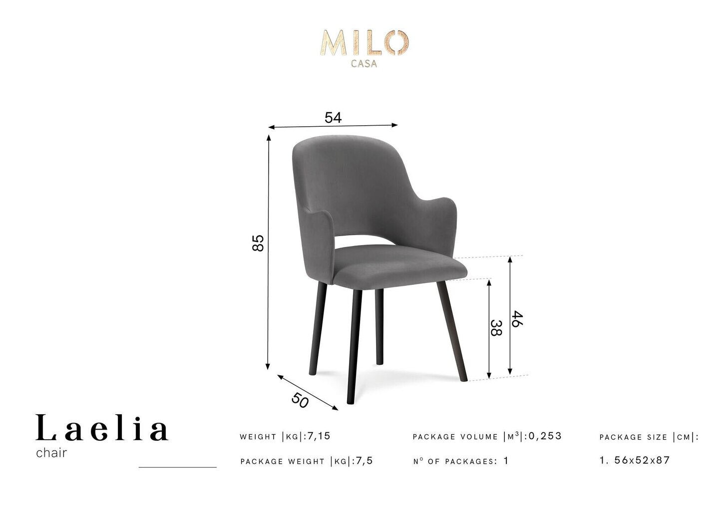 Tool Milo Casa Laelia, tumesinine цена и информация | Söögitoolid, baaritoolid | kaup24.ee