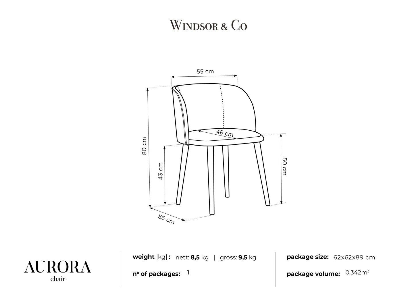 Tool Windsor and Co Aurora, hall hind ja info | Söögilaua toolid, köögitoolid | kaup24.ee