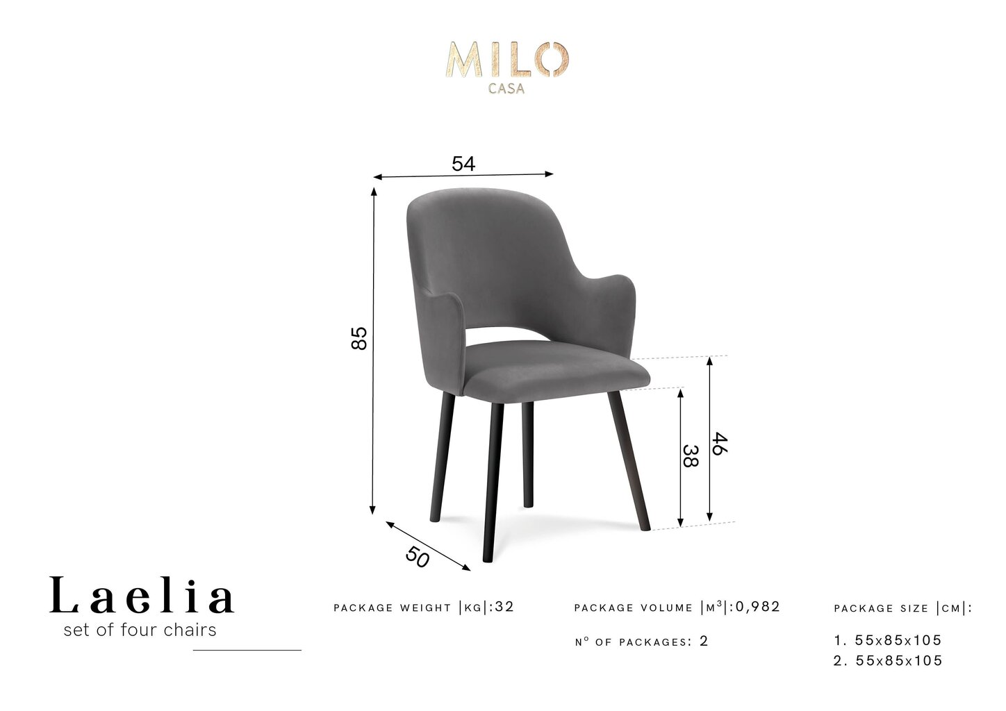 4-tooli komplekt Milo Casa Laelia, beež цена и информация | Söögitoolid, baaritoolid | kaup24.ee