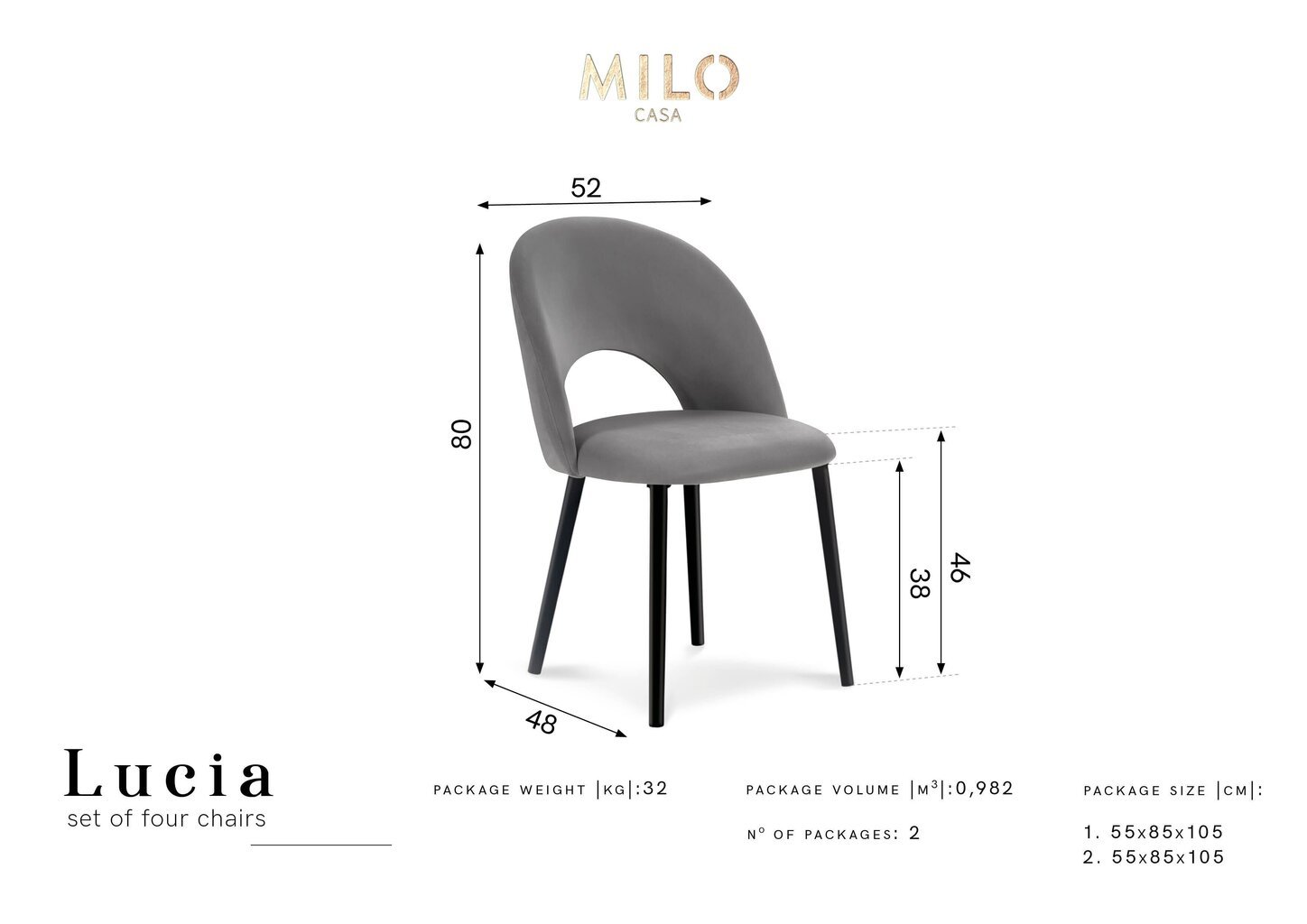 4-tooli komplekt Milo Casa Lucia, beež hind ja info | Söögilaua toolid, köögitoolid | kaup24.ee