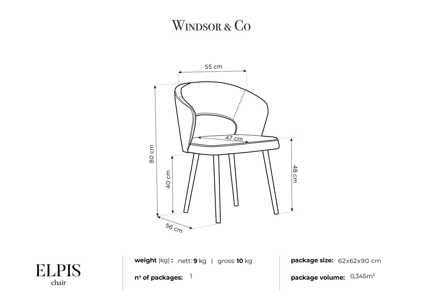 Tool Windsor and Co Elpis, tumesinine цена и информация | Söögitoolid, baaritoolid | kaup24.ee