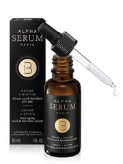 ALPHA SERUM PARIS - CAVIAR+BIOTIN kaela ja dekoltee seerum kaaviariekstrakti ja biotiiniga küpsele nahale, 30 ml hind ja info | Tselluliidivastane hooldus | kaup24.ee