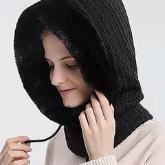 Must 2 in 1 Beanie Naiste talvine soe nokamüts Beanie talvine kunstkarusnahast kootud paks ja pehme tuulekindel nokamüts, mis sobib enamikule meestele... цена и информация | Мужские шарфы, шапки, перчатки | kaup24.ee