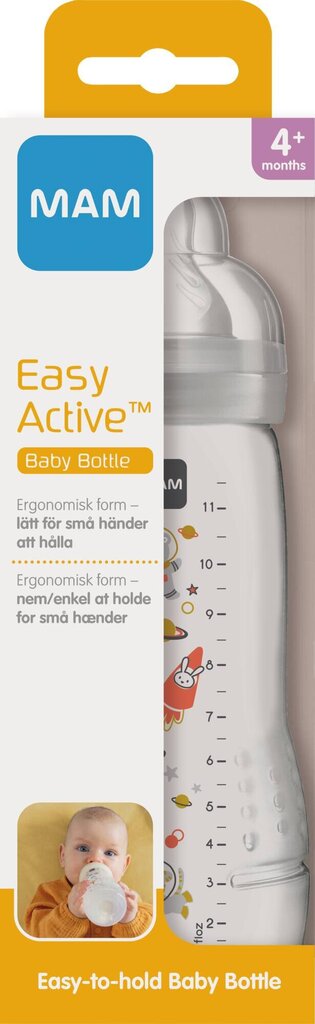 MAM-pudel Easy Active, 4 kuud +, 330 ml, neutral hind ja info | Lutipudelid ja aksessuaarid | kaup24.ee