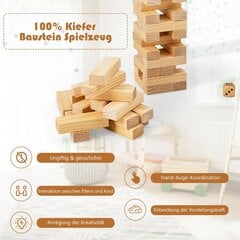 Costway 54 männipuidust klotsid Darn Tower mäng Ehitusplokkide mäng 5 x 3,3 x 15,2 cm looduslik цена и информация | Настольные игры, головоломки | kaup24.ee