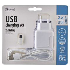 Зарядное устройство USB Smart 3.1A+Micro Usb Cab+Usb-C red цена и информация | Зарядные устройства для телефонов | kaup24.ee