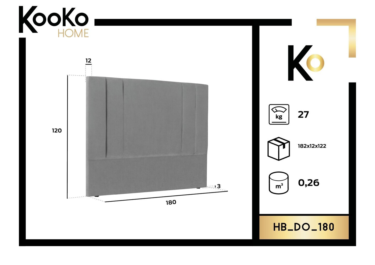 Voodipeats Kooko Home Do 180 cm, tumehall hind ja info | Voodid | kaup24.ee