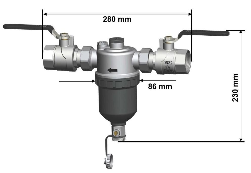 AQUA HEATING FILTRI MAGNETILINE SEPARAATOR REOSTUSE EEMALDAMISEKS 1 1/4" 5/4” DN32 TUGEVA MAGNEETIGA hind ja info | Tarvikud kaminatele ja ahjudele | kaup24.ee