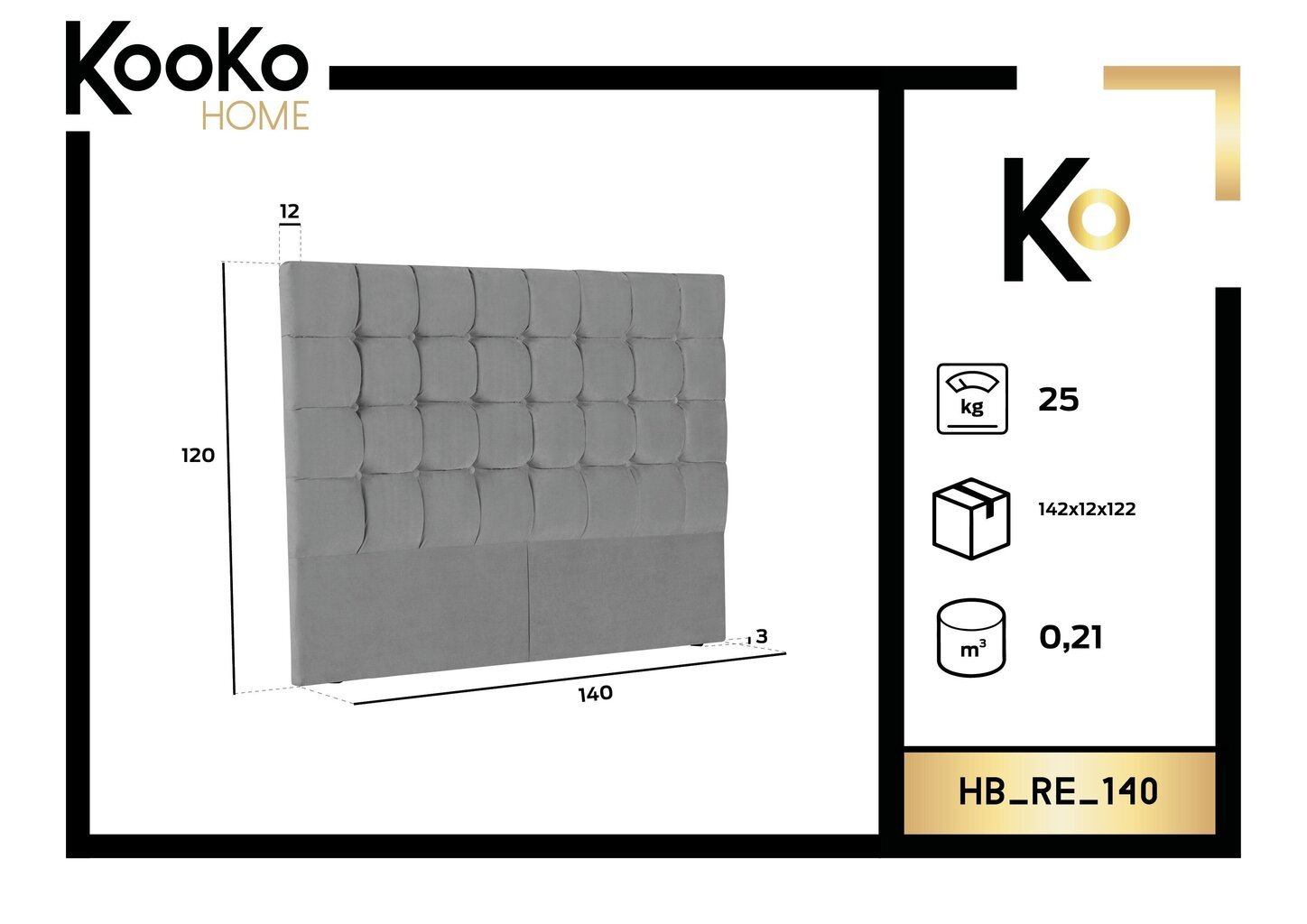 Voodipeats Kooko Home Re 140 cm, kreemjas цена и информация | Voodid | kaup24.ee