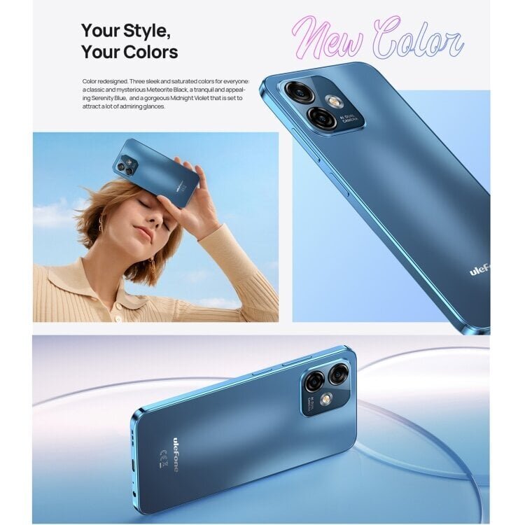 Ulefone Note 16 Pro, 8 GB + 512 GB, kaks tagakaamerat, näo ID ja külgmise sõrmejäljetuvastus, 4400 mAh aku, 6,52 tolli Android 13 Unisoc T606 kaheksatuumaline kuni 1,6 GHz, võrk: 4G, kaks SIM-kaarti, OTG цена и информация | Telefonid | kaup24.ee