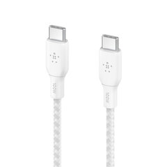 Belkin laadimiskaabel Braided USB-C -> USB-C Cable 100W 2m CAB014bt2MWH, valge hind ja info | Mobiiltelefonide kaablid | kaup24.ee