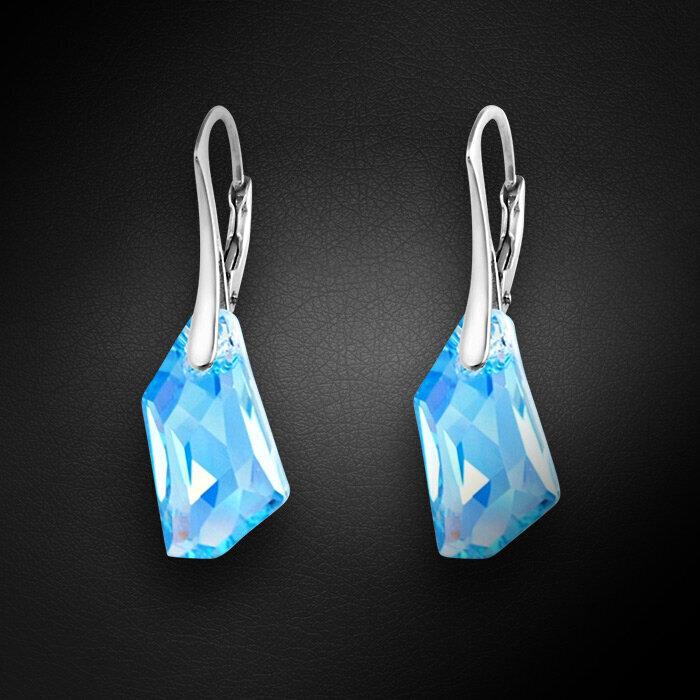 Naiste hõbedased kõrvarõngad DiamondSky Hyperborea (Aquamarine Blue), Swarovski kristallidega hind ja info | Kõrvarõngad | kaup24.ee