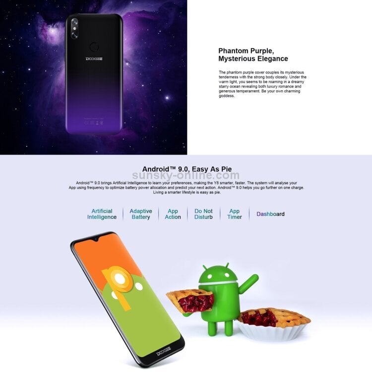 DOOGEE Y8, 3 GB + 32 GB, kaks tagakaamerat, näo ID ja DTouchi sõrmejälg, 6,1-tolline veepiisava ekraan Android 9.0 MTK6739 neljatuumaline kuni 1,5 GHz, võrk: 4G, OTA, kaks SIM-kaarti (Midnight Black) hind ja info | Telefonid | kaup24.ee