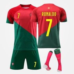 Jalgpallisärk lastele nr 7 Ronaldo fänni jalgpallisärkide komplekt Kodumäng Lastele poiste kampsun spordiriiete kampsun + lühikesed püksid + sokid L цена и информация | Футбольная форма и другие товары | kaup24.ee