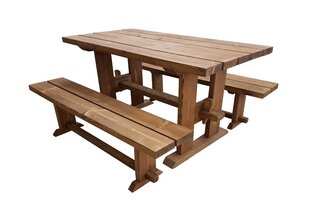 Садовый стол со скамейками 003, 150 см  цена и информация | Комплекты уличной мебели | kaup24.ee