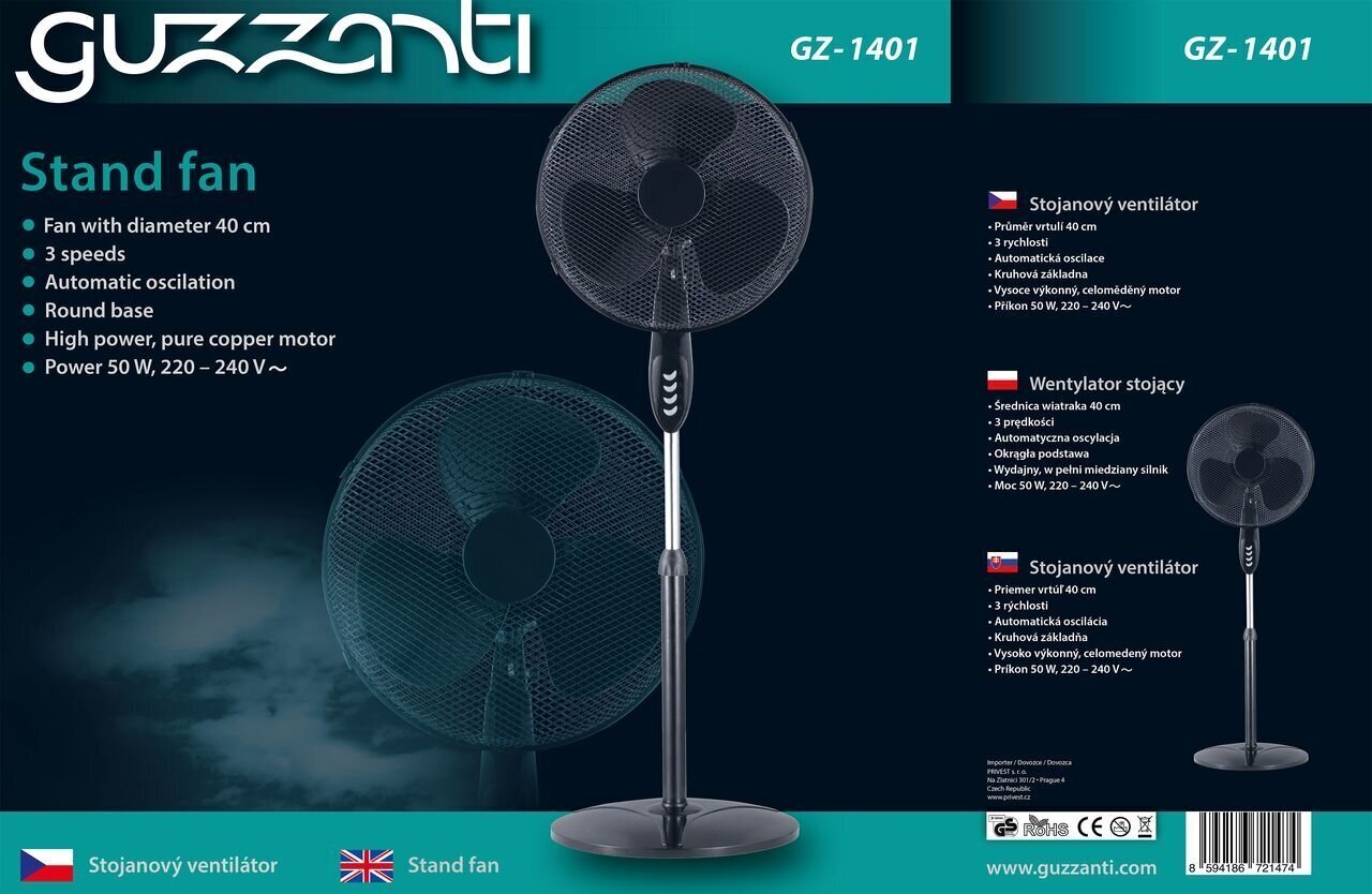 Ventilaator Guzzanti GZ-1401 hind ja info | Ventilaatorid | kaup24.ee