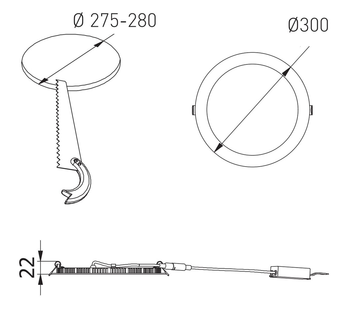 LED paneel GTV ORIS PLUS 24W/3000K цена и информация | Süvistatavad ja LED valgustid | kaup24.ee