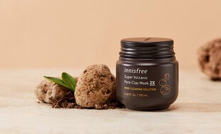 Vulkaanilise saviga näomask Innisfree Super Volcanic Pore Clay Mask 2X 100 ml цена и информация | Маски для лица, патчи для глаз | kaup24.ee