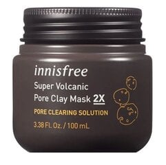 Vulkaanilise saviga näomask Innisfree Super Volcanic Pore Clay Mask 2X 100 ml цена и информация | Маски для лица, патчи для глаз | kaup24.ee