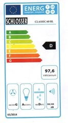 Schlosser Classic 60BL цена и информация | Вытяжки на кухню | kaup24.ee