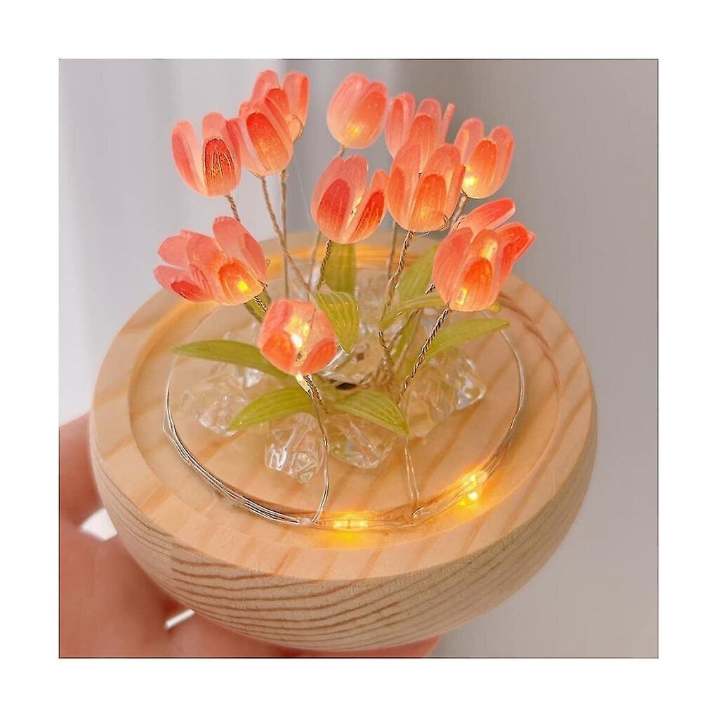 Diy Tulips Night Light Käsitsi valmistatud LED-simulatsioon Lille Magamistoa Magamislaualamp Ornament Lastele hind ja info | Lastetoa valgustid | kaup24.ee