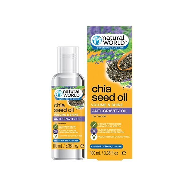 Chia seemneõliga juukseõli 100ml, Natural World hind ja info | Maskid, õlid, seerumid | kaup24.ee