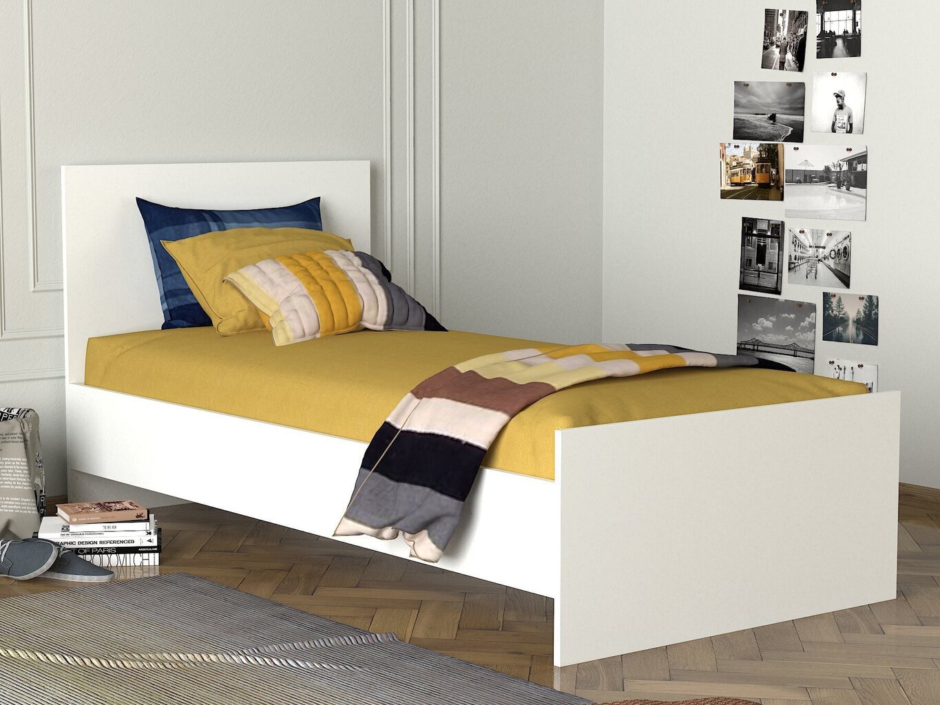Voodi Kalune Design Ernest, 91x195 cm, valge hind ja info | Voodid | kaup24.ee