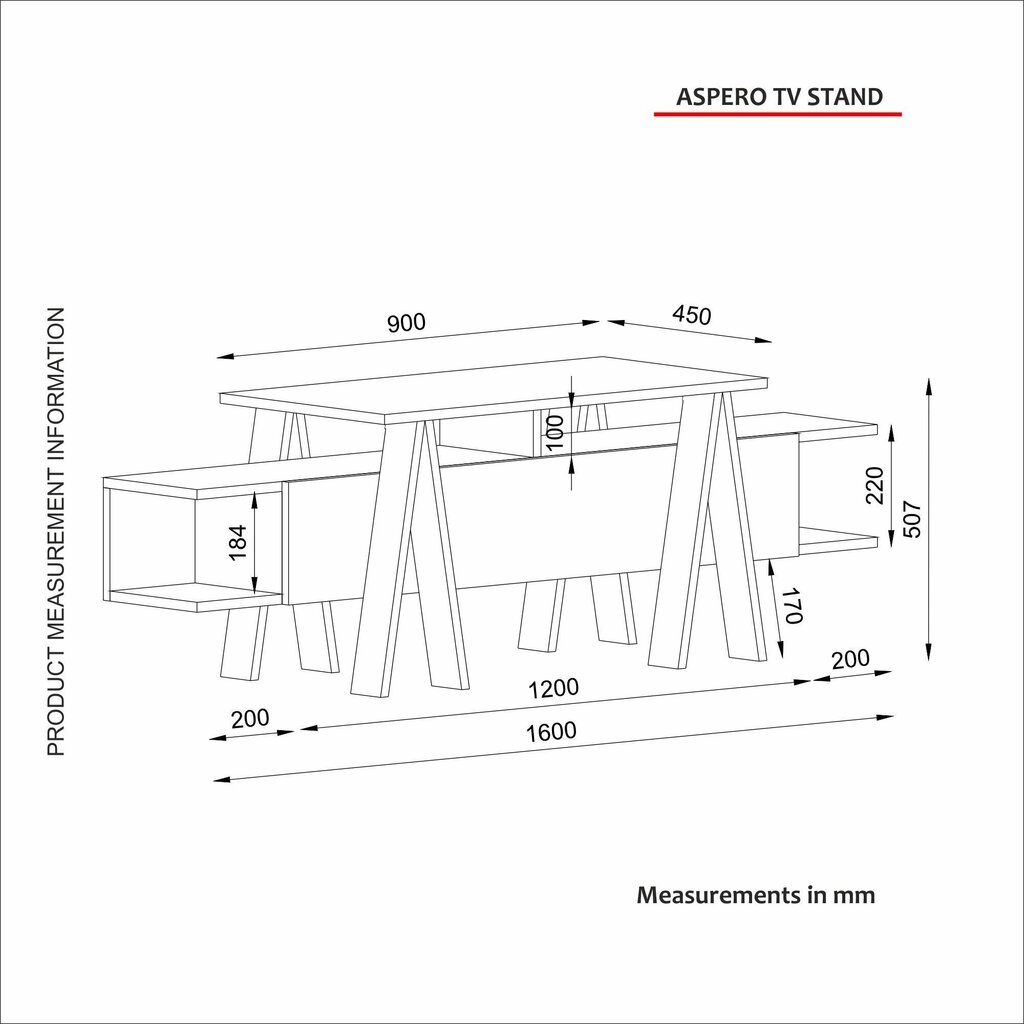 TV laud Kalune Design Aspero, must/hall hind ja info | TV alused | kaup24.ee