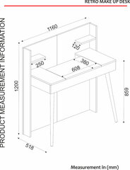 Kosmeetikalaud peegliga Kalune Design Retro, pruun/valge hind ja info | Kalune Design Magamistoamööbel | kaup24.ee