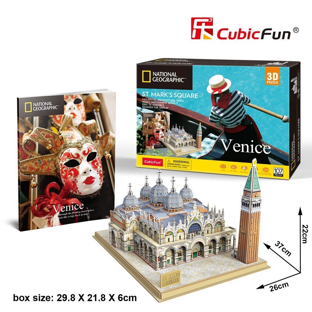 3D pusle CubicFun National Geographic Venice ST Mark's Square, 107-osaline hind ja info | Pusled | kaup24.ee