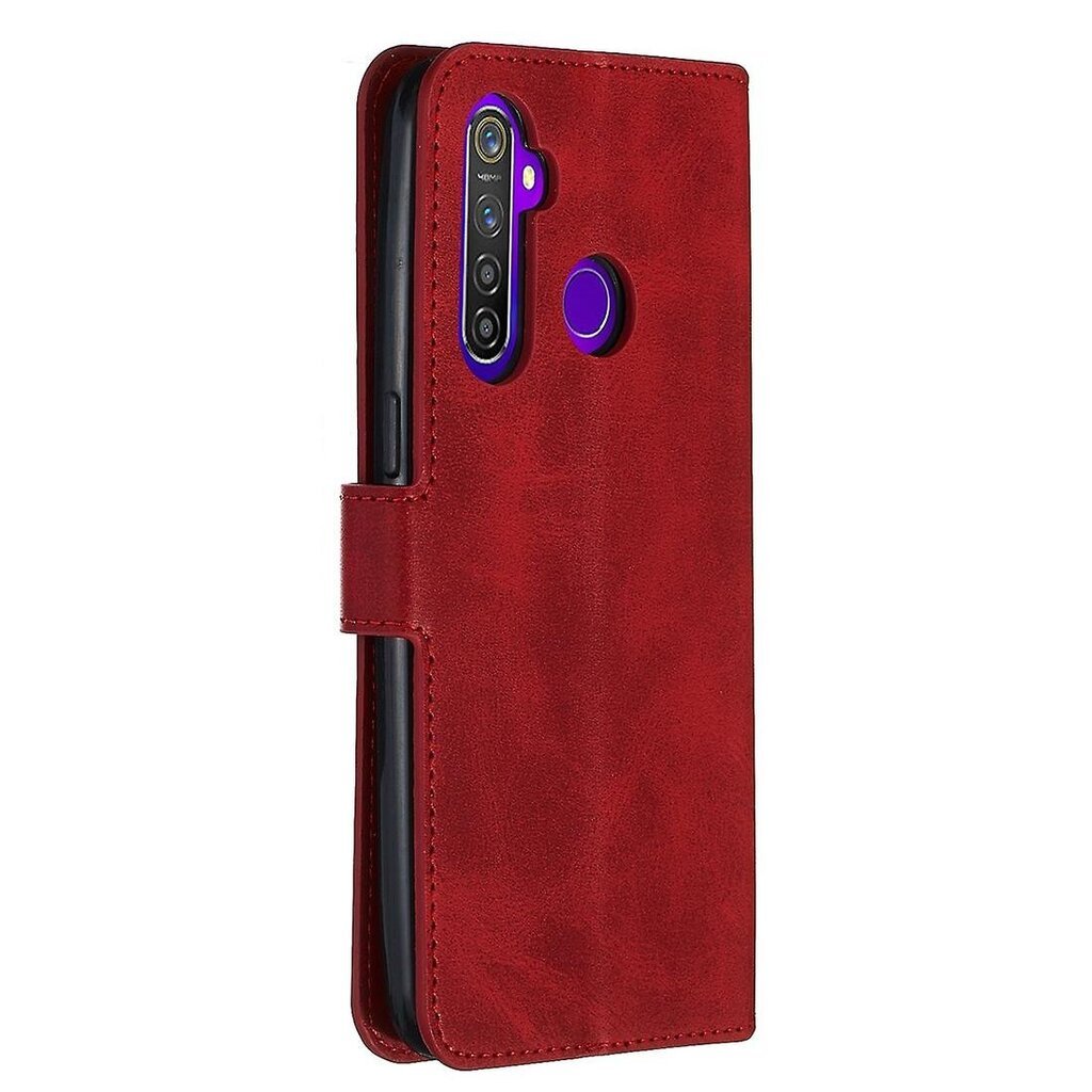 Punane Ühildub Oppo Realme 5 Pro / Realme Q Calf Texture Leather Case hind ja info | Telefoni kaaned, ümbrised | kaup24.ee