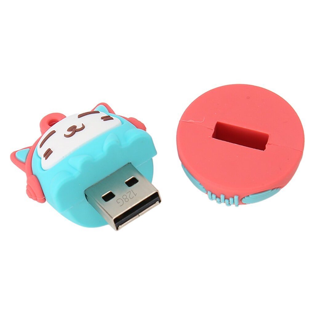 Cartoon Flash Drive PVC USB2.0 Cat muster Plug and Play põrutuskindel U-ketas telefoni sülearvutile, sinine punane 128g цена и информация | Mälupulgad | kaup24.ee