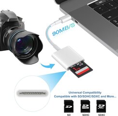 Устройство для чтения SD-карт USB C, высокоскоростной адаптер USB 3.0 для SD-карт для iPhone 15/16 Pro Max iPad Pro для просмотра игровых камер для MacBook Pro / Air iMac M1 M2 M3 Galaxy S24 Android PhoneTablet (белый) цена и информация | Аксессуары для телефонов | kaup24.ee