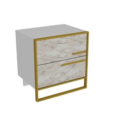 Ночной столик Kalune Design Polka, белый/золотистый цена и информация | Прикроватные тумбочки | kaup24.ee