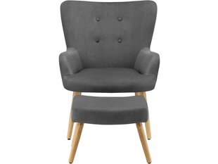 Кресло с подножкой Notio Living Chanel, вельвет, серое цена и информация | Кресла в гостиную | kaup24.ee