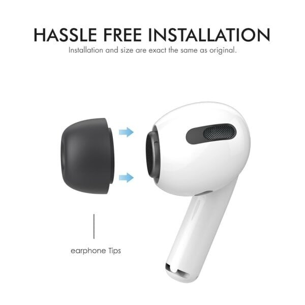 Ahastyle 1 paar AirPods Pro 2 kõrvaklappe, keskmises silikoonmustas цена и информация | Kõrvaklappide tarvikud | kaup24.ee