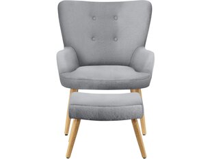 Кресло с подножкой Notio Living Chanel, плюш, светло-серое цена и информация | Кресла в гостиную | kaup24.ee