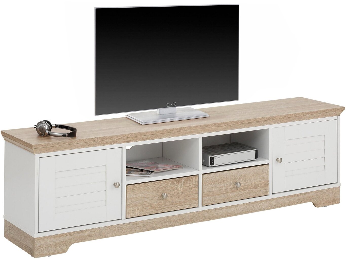 TV laud Notio Living Ramona 160, tamm/valge hind ja info | TV alused | kaup24.ee