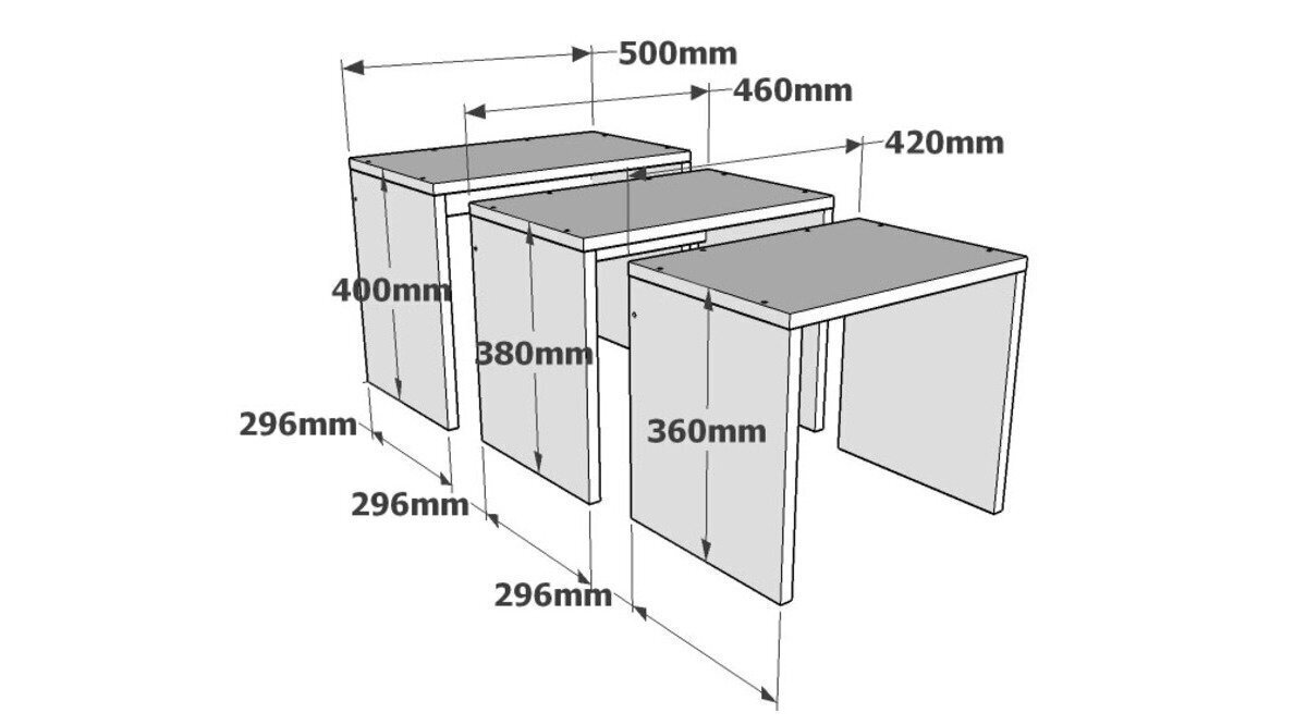 3 kohvilaua komplekt Kalune Design Gul, pruun/valge/hall hind ja info | Diivanilauad | kaup24.ee