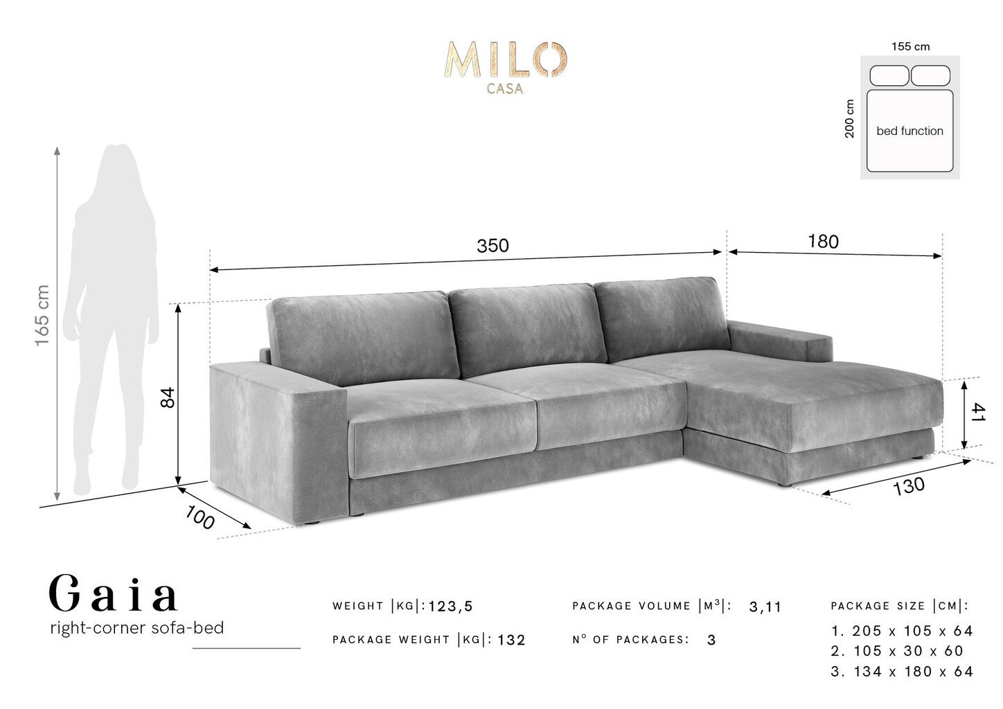 Pehme nurgadiivan Milo Casa Gaia, helehall hind ja info | Nurgadiivanid ja nurgadiivanvoodid | kaup24.ee