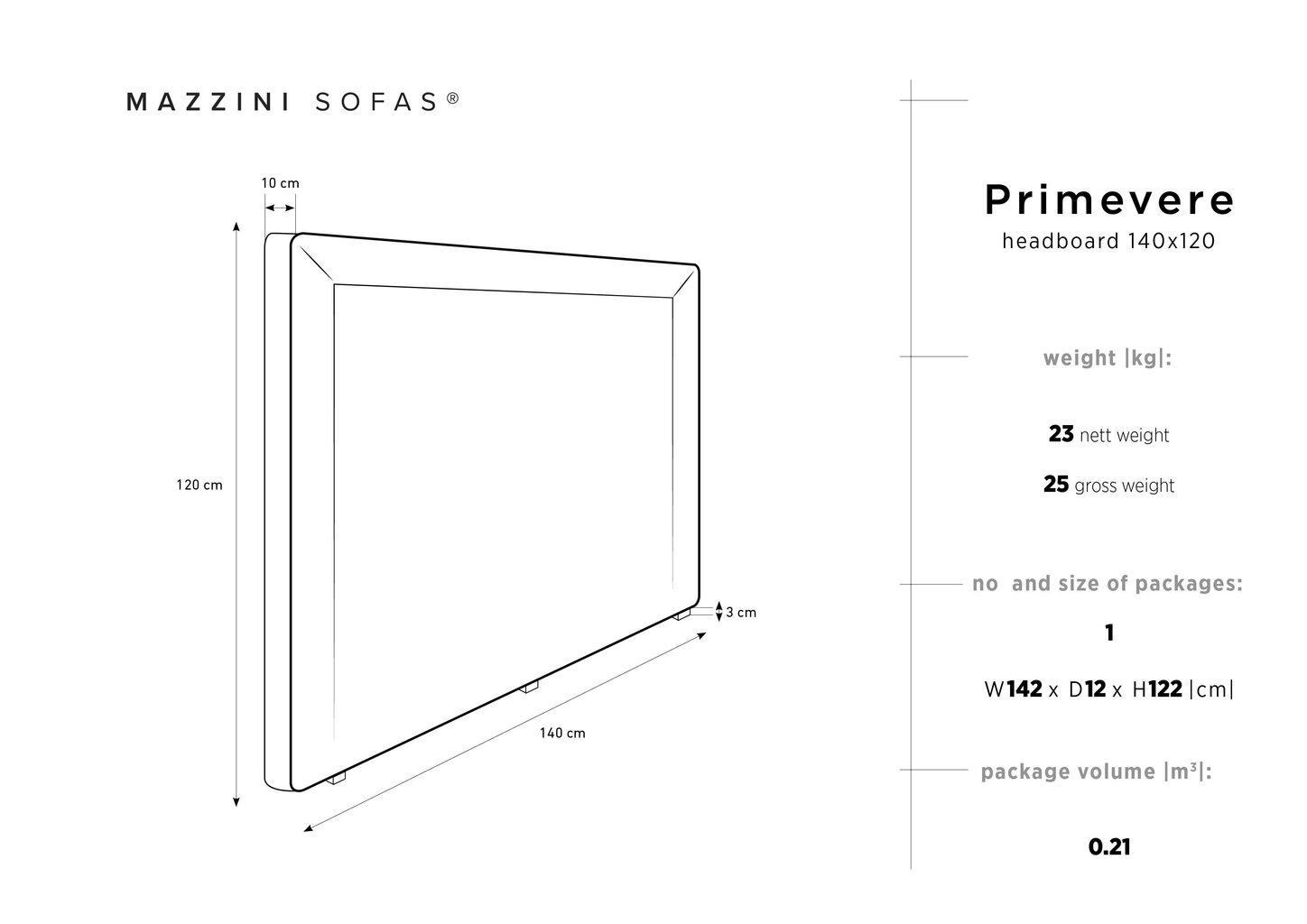 Voodipeats Mazzini Sofas Primevere 140cm, sinine hind ja info | Voodid | kaup24.ee