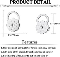 Kõrvarõngaste seljatoed rippuvate kõrvade jaoks, hüpoallergilised kõrvarõngad, tõstetavad seljad raskete kõrvarõngaste jaoks. Suur kõrvarõngatalg naastude jaoks Turvalised kõrvarõngaalused Earlole hind ja info | Meeste ehted | kaup24.ee