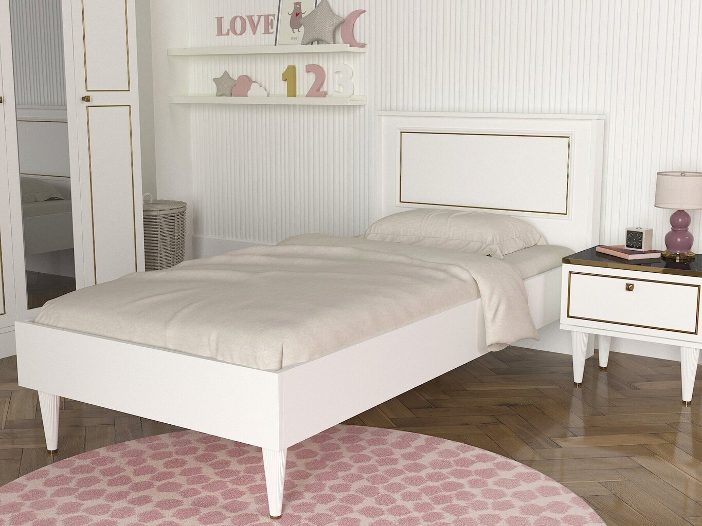 Voodi Kalune Design Ravenna, 90x190 cm, valge hind ja info | Voodid | kaup24.ee