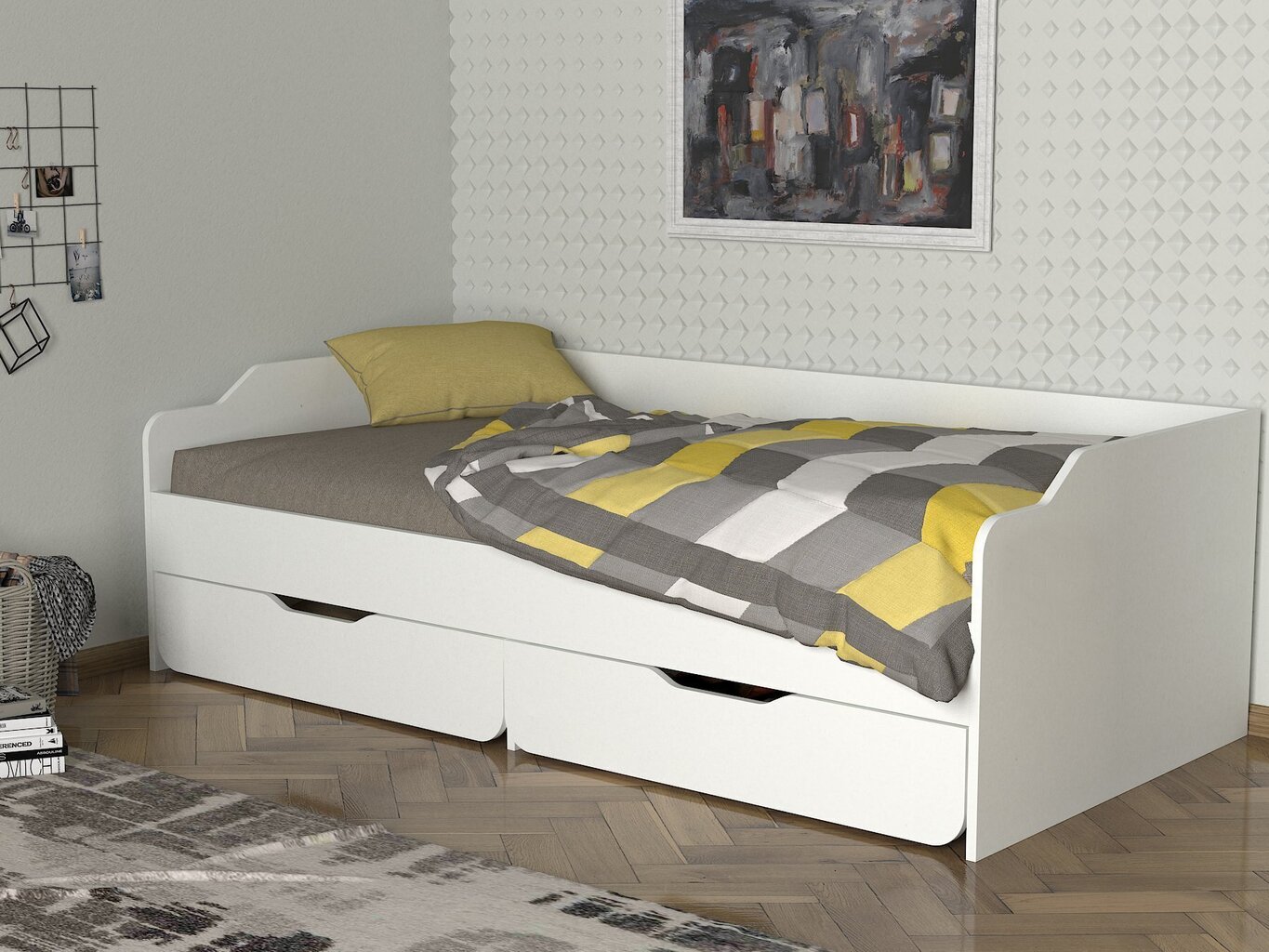 Voodi Kalune Design Young, 91,4x191 cm, valge цена и информация | Voodid | kaup24.ee