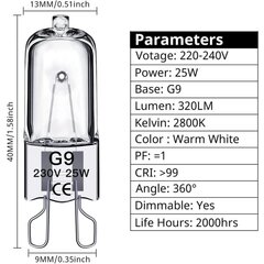 G9 halogeenlambid 25W, 230V, 10-pakk цена и информация | Светильники-вентиляторы | kaup24.ee