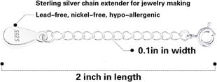 tk kaelakee pikendus, 925 sterling hõbedane pikendus ehete kaelakee käevõru jalavõru pikendused naistele ehete valmistamise ketid 2 tolli, hõbe 3 цена и информация | Мужские украшения | kaup24.ee