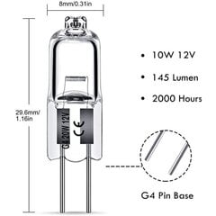 G4 halogeenlambid 10W 12V - Soe valge - 10-pakk 10W 10W 10tk 10W hind ja info | Ventilaatoriga valgustid | kaup24.ee